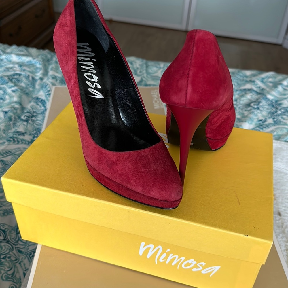Red Suede Mimosa Platform Heels
